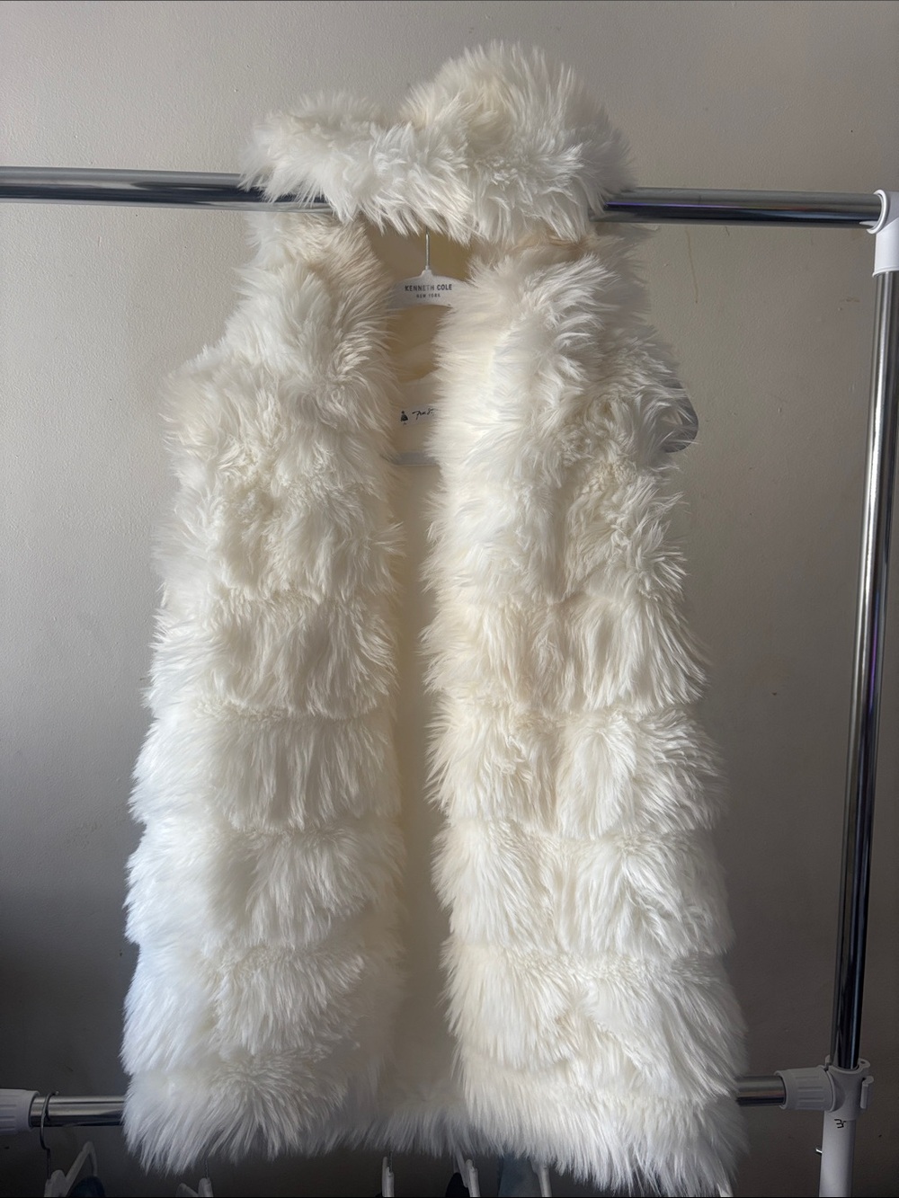 Freestyle Cream Faux Fur Long Vest